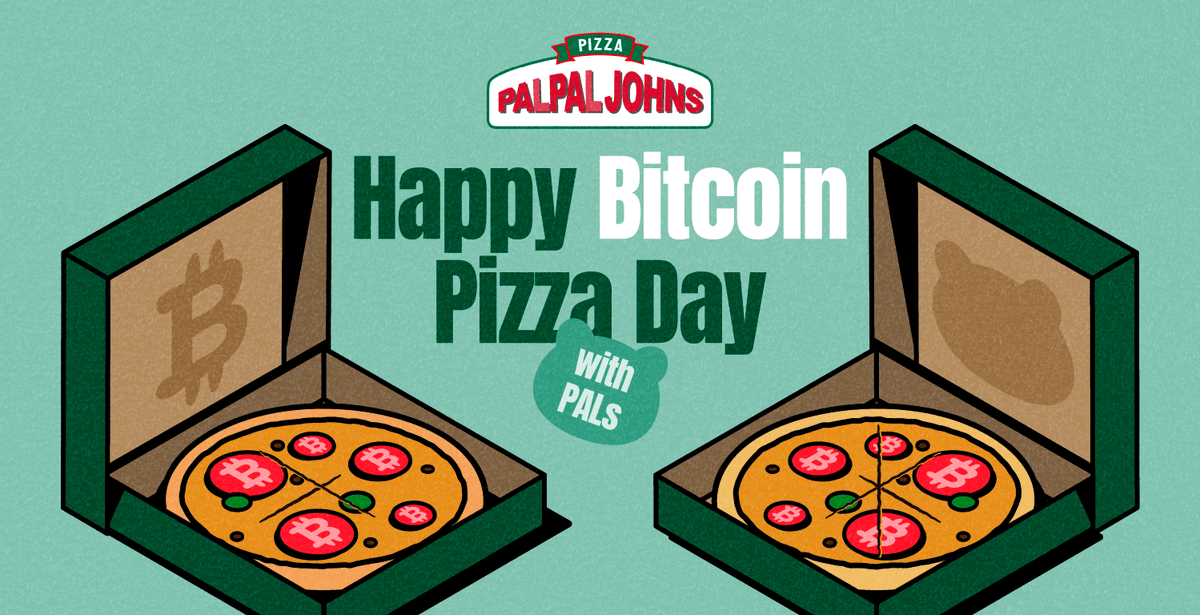 Happy #BitcoinPizzaDay with PALs! 🍕

On May 22, 2010, Laszlo bought 2 large Papa John's pizzas with 10K $BTC.

Now it’s back—PALPAL JOHNS is open! Just guess simple words to join.
Claim your 🍕 NFT &amp; even win real pizza! (ⓧ.ⓧ)

➡️hello-pal.io/event/13

#XPLA #HelloPAL
