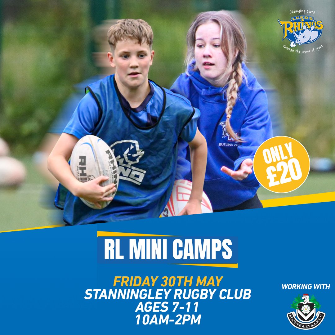 Leeds Rhinos Foundation (@rugbyleeds) on Twitter photo ๐ฅ๐ฒ๐บ๐ถ๐ป๐ฑ๐ฒ๐ฟ๐จ
Are you ready for half term?
Working with <a href="/StanningleyRLC/">Stanningley Rugby Club</a>, our Rugby League Mini Camps are back for children aged 7-11, and now is the time to book your place๐
BOOK ๐rhinosfoundation.therhinos.co.uk/content?lang=en ๐ฅ๐ฒ๐บ๐ถ๐ป๐ฑ๐ฒ๐ฟ๐จ
Are you ready for half term?
Working with <a href="/StanningleyRLC/">Stanningley Rugby Club</a>, our Rugby League Mini Camps are back for children aged 7-11, and now is the time to book your place๐
BOOK ๐rhinosfoundation.therhinos.co.uk/content?lang=en