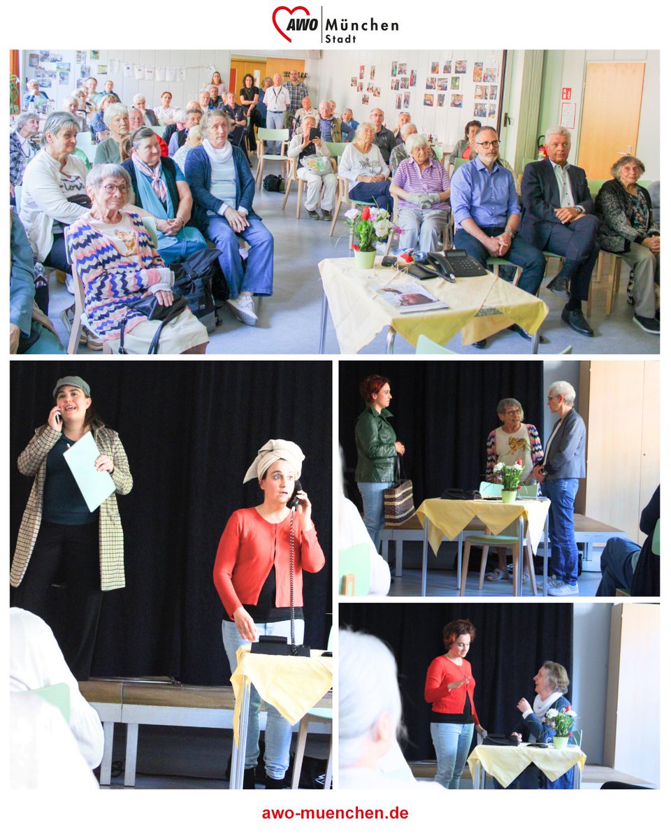 AWOMuc's tweet photo. Das Replay-Theater präsentierte mit dem Münchner Blaulicht e.V. ein Theaterstück zum Thema #Trickbetrug.  Unsere Senior*innen im ASZ Milbertshofen waren gefragt und deckten verschiedene Maschen auf.
Im Anschluss war noch Zeit, um mit der Polizeiinspektion ins Gespräch zu kommen https://t.co/sCjXIriTzu