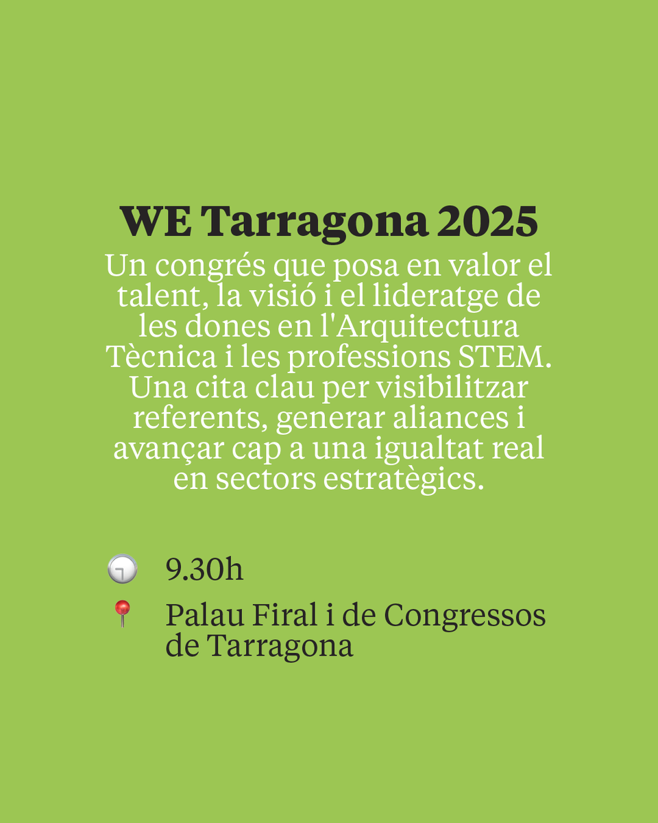 coattarragona's tweet image. Amb la col·laboració del @coattarragona i Women Evolution, aquest esdeveniment pioner reunirà expertes que estan transformant el seu sector des del coneixement, la innovació i la igualtat.

#COATT #COATTarragona @WomenBcn