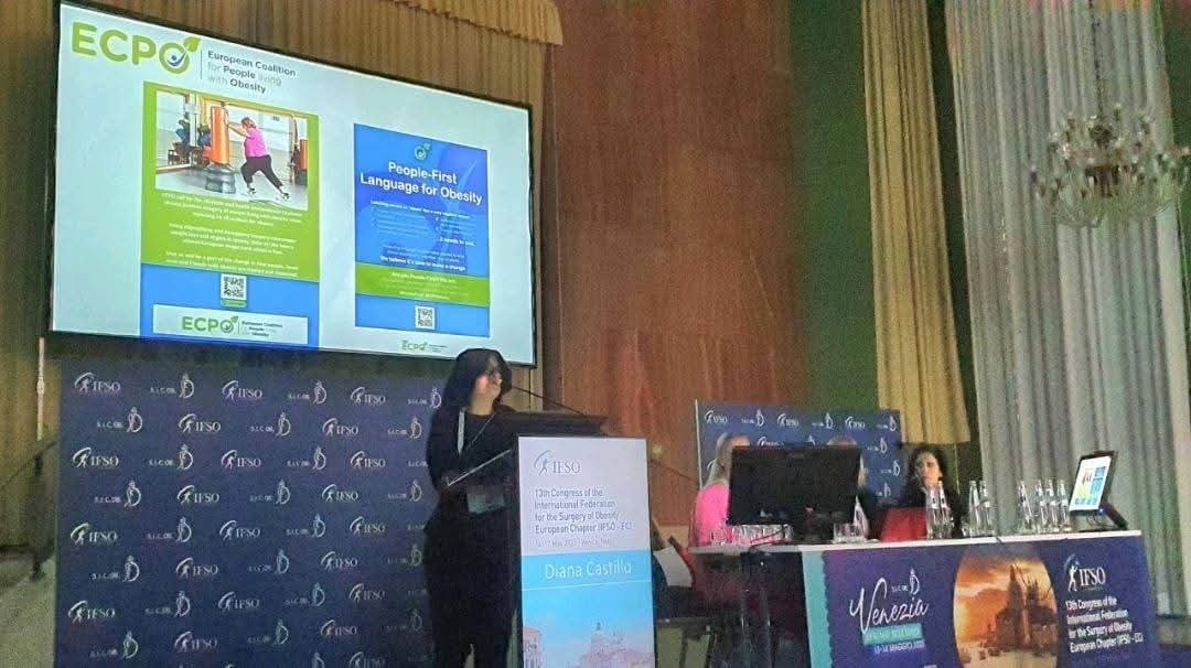 ECPObesity's tweet photo. ECPO President Diana Castillo brought powerful patient advocacy to #IFSO2025 in Venice.

On an all-women “Pink Panel,” Diana shared her lived experience with obesity, highlighting the impact of stigma and the urgent need for inclusive, patient-centred care.

At the event, she called for real change: recognising people living with obesity as key voices in shaping healthcare policy.

Read More - https://t.co/SyToqHw1sM

 #AddressObesityTogether