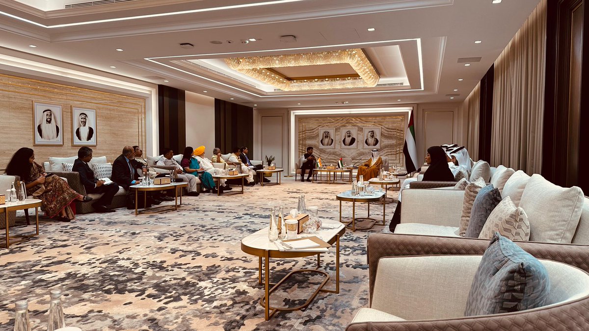 India in UAE (@indembabudhabi) on Twitter photo The All-party delegation led by <a href="/DrSEShinde/">Dr Shrikant Lata Eknath Shinde</a> met HE <a href="/Dralnoaimi/">د. علي النعيمي Dr. Ali Alnuaimi</a>, Chairman of Defense Affairs, Interior & Foreign Affairs Committee, Federal National Council & FNC members.
They underscored 🇮🇳🇦🇪’s shared resolve for zero tolerance against terrorism. The All-party delegation led by <a href="/DrSEShinde/">Dr Shrikant Lata Eknath Shinde</a> met HE <a href="/Dralnoaimi/">د. علي النعيمي Dr. Ali Alnuaimi</a>, Chairman of Defense Affairs, Interior & Foreign Affairs Committee, Federal National Council & FNC members.
They underscored 🇮🇳🇦🇪’s shared resolve for zero tolerance against terrorism.