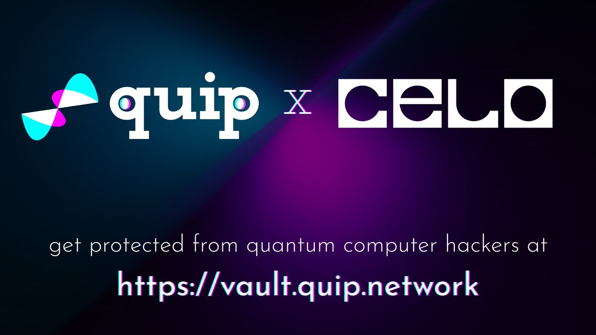 Quip Network π (@quipnetwork) on Twitter photo Today we launched Quip smart accounts on <a href="/Celo/">Celo.eth/acc π¦ π³</a>βan Ethereum Layer-2 unlocking prosperity for all!
Even if you use a hardware wallet or multisig, a quantum computer hacker can calculate your seed phrase from just one signed transaction
Quips keep your funds safe from such attacks Today we launched Quip smart accounts on <a href="/Celo/">Celo.eth/acc π¦ π³</a>βan Ethereum Layer-2 unlocking prosperity for all!
Even if you use a hardware wallet or multisig, a quantum computer hacker can calculate your seed phrase from just one signed transaction
Quips keep your funds safe from such attacks