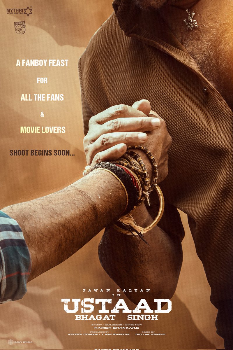 Mythri Movie Makers (@mythriofficial) on Twitter photo Get ready to celebrate the best of POWERSTAR 🔥
#UstaadBhagatSingh - Written & directed by <a href="/harish2you/">Harish Shankar .S</a> 🔥
This one will be remembered and celebrated for many years.
Shoot begins soon ❤🔥
Happy Hanuman Jayanthi ✨
Stay tuned for more updates!
<a href="/PawanKalyan/">Pawan Kalyan</a> <a href="/harish2you/">Harish Shankar .S</a> Get ready to celebrate the best of POWERSTAR 🔥
#UstaadBhagatSingh - Written & directed by <a href="/harish2you/">Harish Shankar .S</a> 🔥
This one will be remembered and celebrated for many years.
Shoot begins soon ❤🔥
Happy Hanuman Jayanthi ✨
Stay tuned for more updates!
<a href="/PawanKalyan/">Pawan Kalyan</a> <a href="/harish2you/">Harish Shankar .S</a>