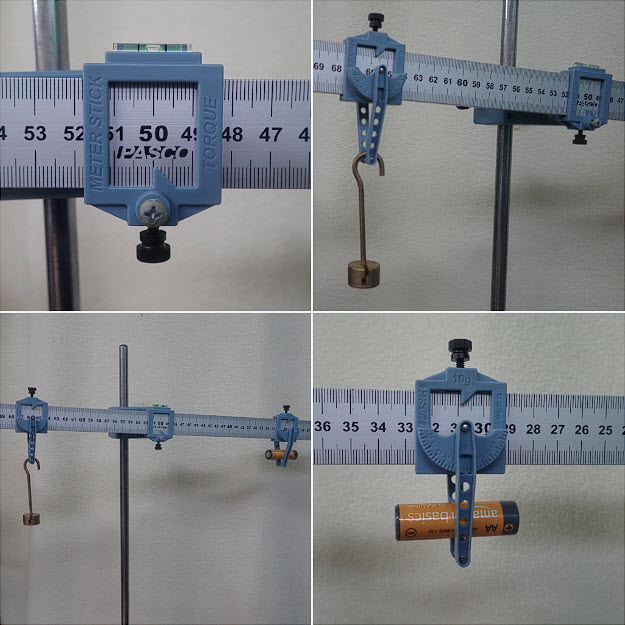 Using the <a href="/pascoscientific/">PASCO scientific</a> Metre stick and the Torque Mass Hanger set to determine the mass of an AA Battery.