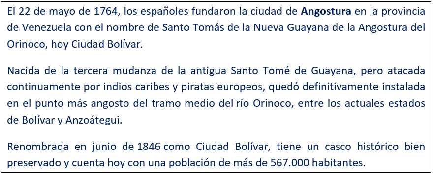 javierleoncio49's tweet photo. El 22 de mayo de 1764, hoy hace 261 años, los españoles fundaron la ciudad d Angostura (VEN) con el nombre de Santo Tomás de la Nueva Guayana de la Angostura del Orinoco, hoy Ciudad Bolívar.
@UNA_CLBolivar,@udistasbolivar,@EmbaVEespana,@EmbEspVenezuela,#CiudadBolívar,#Venezuela https://t.co/CXGcJfcqUO