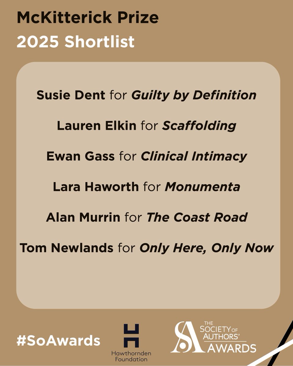 We are thrilled to announce the shortlisted authors for the McKitterick Prize, sponsored by Hawthornden Foundation and awarded for a first novel by a writer over 40. 

Join us on 18 June at Southwark Cathedral to hear the winner.

#SoAwards 

🧵