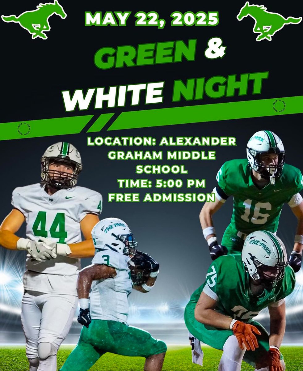 Myers Park Football (@myersparkfball) on Twitter photo Today!
⏰: 5pm
📍: Alexander Graham Middle
Limited Seating! Please bring extra chairs! See you soon🐎 Today!
⏰: 5pm
📍: Alexander Graham Middle
Limited Seating! Please bring extra chairs! See you soon🐎