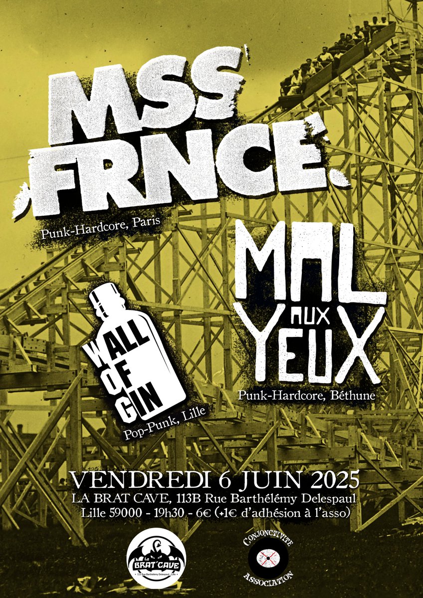 MalAuxYeuxPUNK's tweet image. Le 6 juin à Lille !