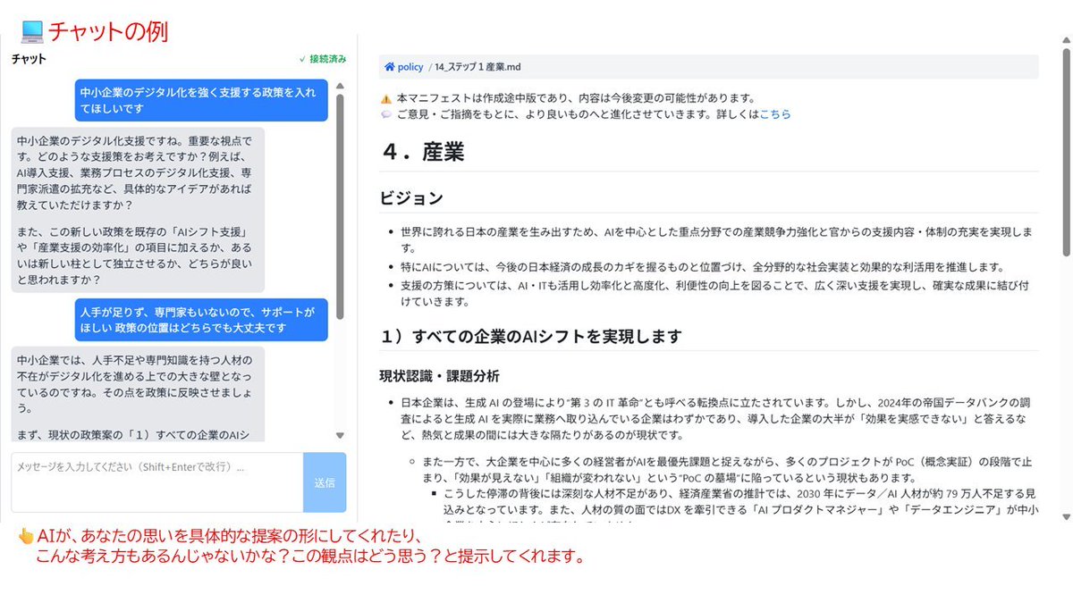 マロの打ち合わせページ マニフェスト公開に合わせて「喋れるマニフェスト」システムを開発しま