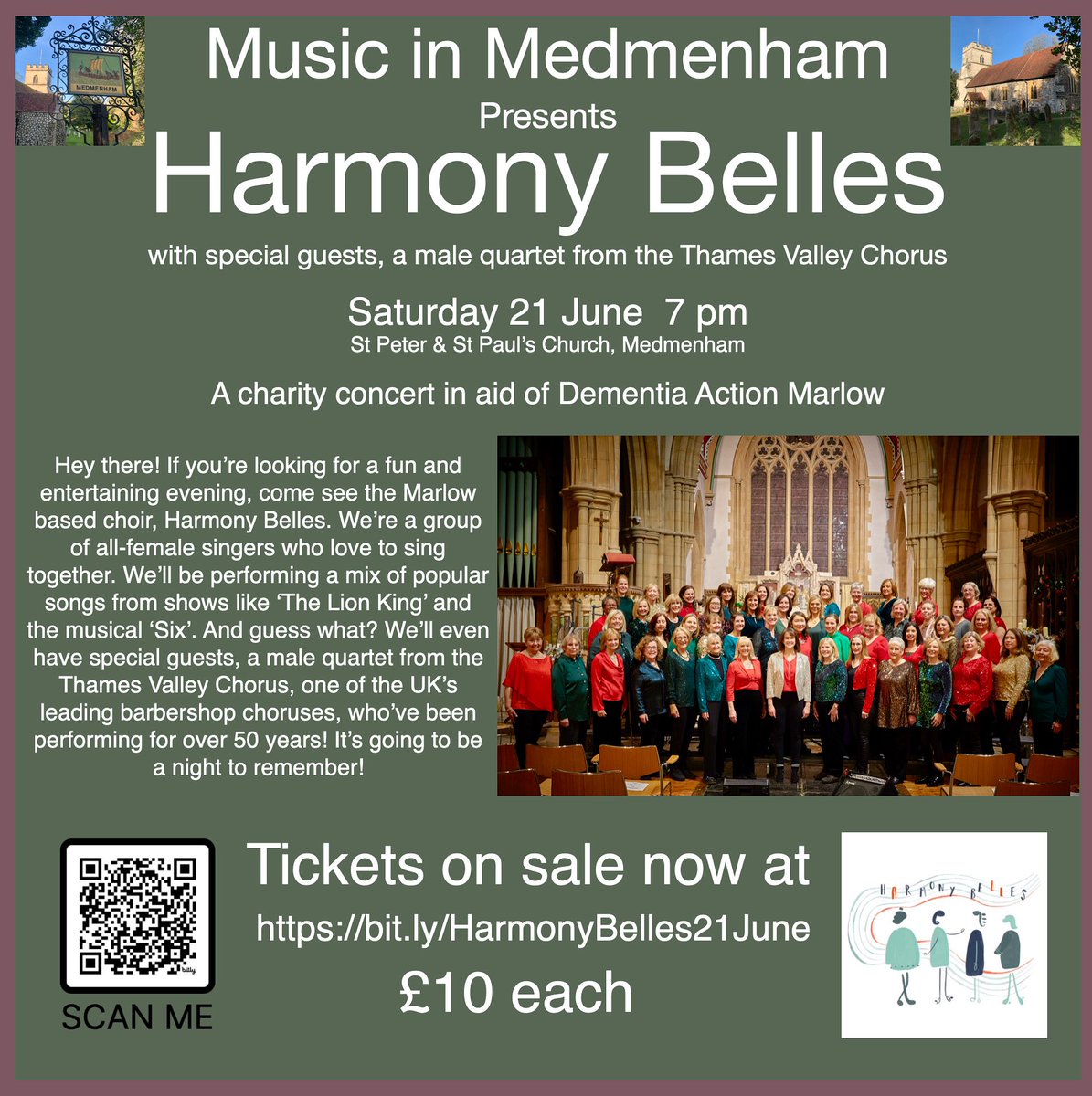 With just a month to go to our  concert featuring Harmony Belles, we are delighted to announce special guests, a male quartet from the Thames Valley Chorus will be joining us for the evening. 

Join us from 6pm for a bbq with the concert starting at 7pm to 9pm.