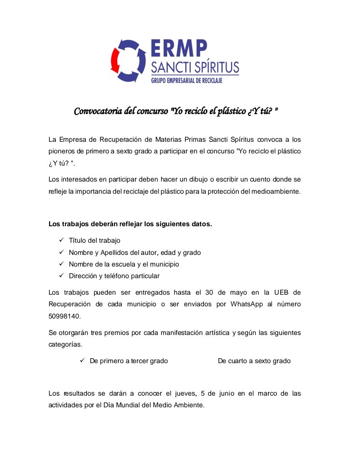 🏡📝 ¿Tienes pequeños en casa que aman dibujar o escribir cuentos?

♻️ La #ermpss te invita a participar en el concurso “Yo reciclo el plástico, ¿y tú?" 🧋🧃

👇 Aquí te compartimos la convocatoria. 👏 ¡Estamos ansiosos por ver sus creaciones!