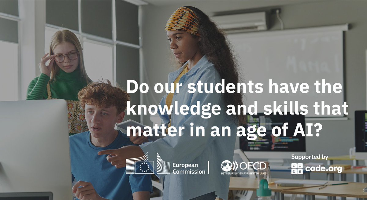 OECD Education (@oecdeduskills) on Twitter photo Today!
In the age of AI, education needs to stay on top of the latest developments.
The OECD & <a href="/EU_Commission/">European Commission</a> have teamed up to create an AI Literacy Framework to help integrate AI skills in school subjects.
Don't miss the launch
📅May 22
⏰14:30 CEST
code.zoom.us/webinar/regist… Today!
In the age of AI, education needs to stay on top of the latest developments.
The OECD & <a href="/EU_Commission/">European Commission</a> have teamed up to create an AI Literacy Framework to help integrate AI skills in school subjects.
Don't miss the launch
📅May 22
⏰14:30 CEST
code.zoom.us/webinar/regist…
