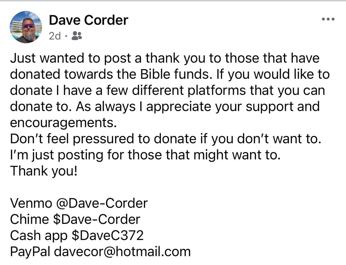 corder7's tweet image. Want to help me get Bibles into people’s hands? Any help will be greatly appreciated. #Christian #BibleMinistry #donation #retweet