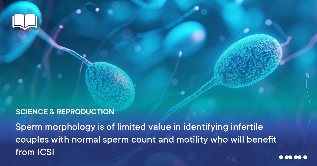 🔹New Focus on Reproduction article online🔹
Sperm morphology has limited value in identifying infertile couples with normal count and motility who benefit from ICSI. A large randomised controlled trial suggests IVF -not ICSI- should be the first choice.
focusonreproduction.eu/science-and-re…