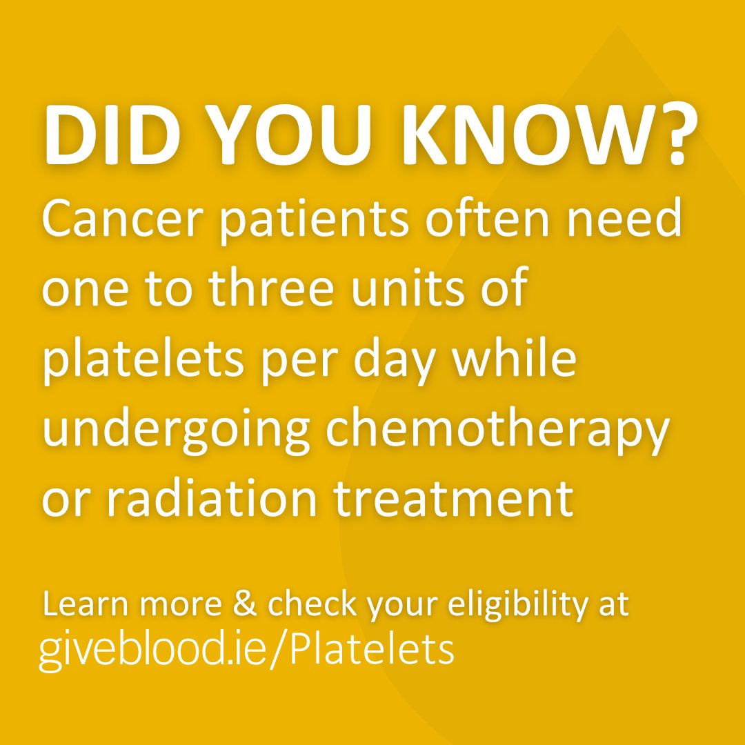 Platelet transfusions help support many cancer patients when their own blood is impacted by their treatments. 
#GivePlatelets #WeCountOnYou