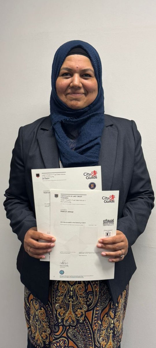 Another qualification certificate added to Shabnum's collection! She has acquired the NEA Level 2 Award in Fuel Debt Advice in the Community to provide clear guidance and support to service users.
#EnergySupport
@nea_ukcharity
#staffdevelopment
#energyredressscheme