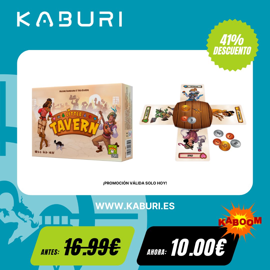 💥KABOOM💥     
     
¡Oferta especial válida solo hoy! (22/05/2025)   
     
Little Tavern al 41% de descuento!💥

kaburi.es/Little-Tavern.…