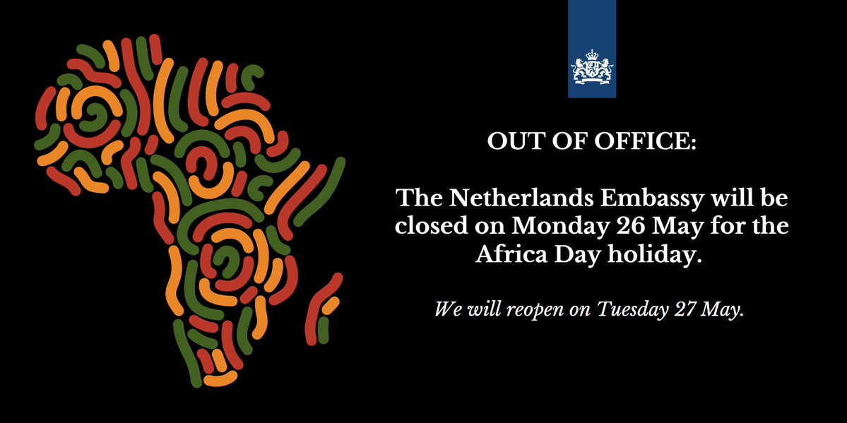 NLinZimbabwe's tweet photo. 🚫Please note that we will be closed on Monday 26 May for the Africa Day holiday.

We will open as normal on on Tuesday 27 May. https://t.co/CKT3hm8cW6