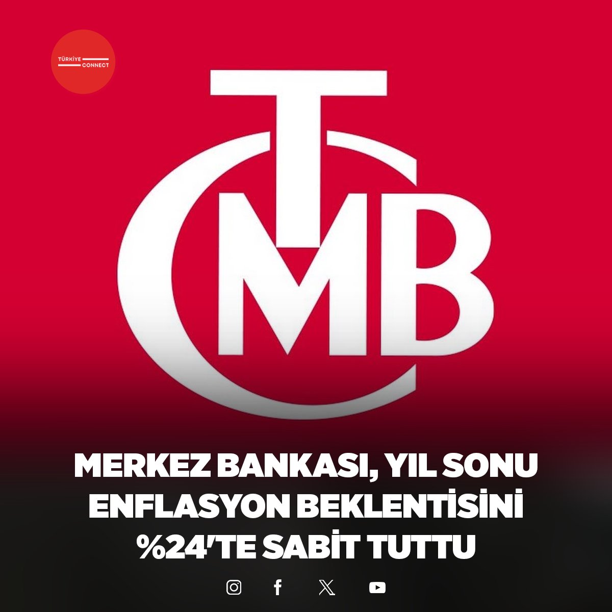 Merkez Bankası, yıl sonu enflasyon beklentisini %24'te sabit tuttu.

#sondakika