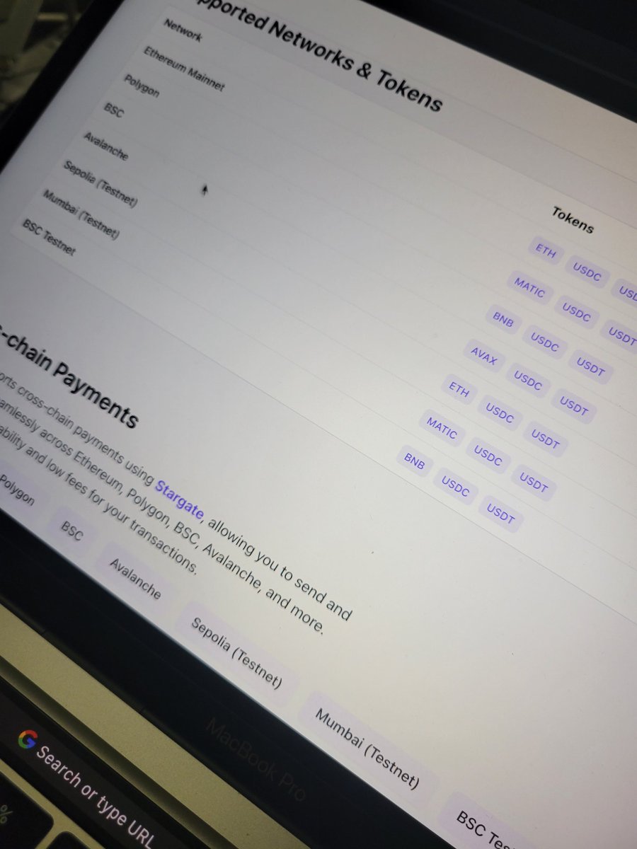 chryzcode's tweet image. Supported network and tokens 🔥
Cross-chain payments 🚀
Supports testnet and mainnet transactions 💯
GM