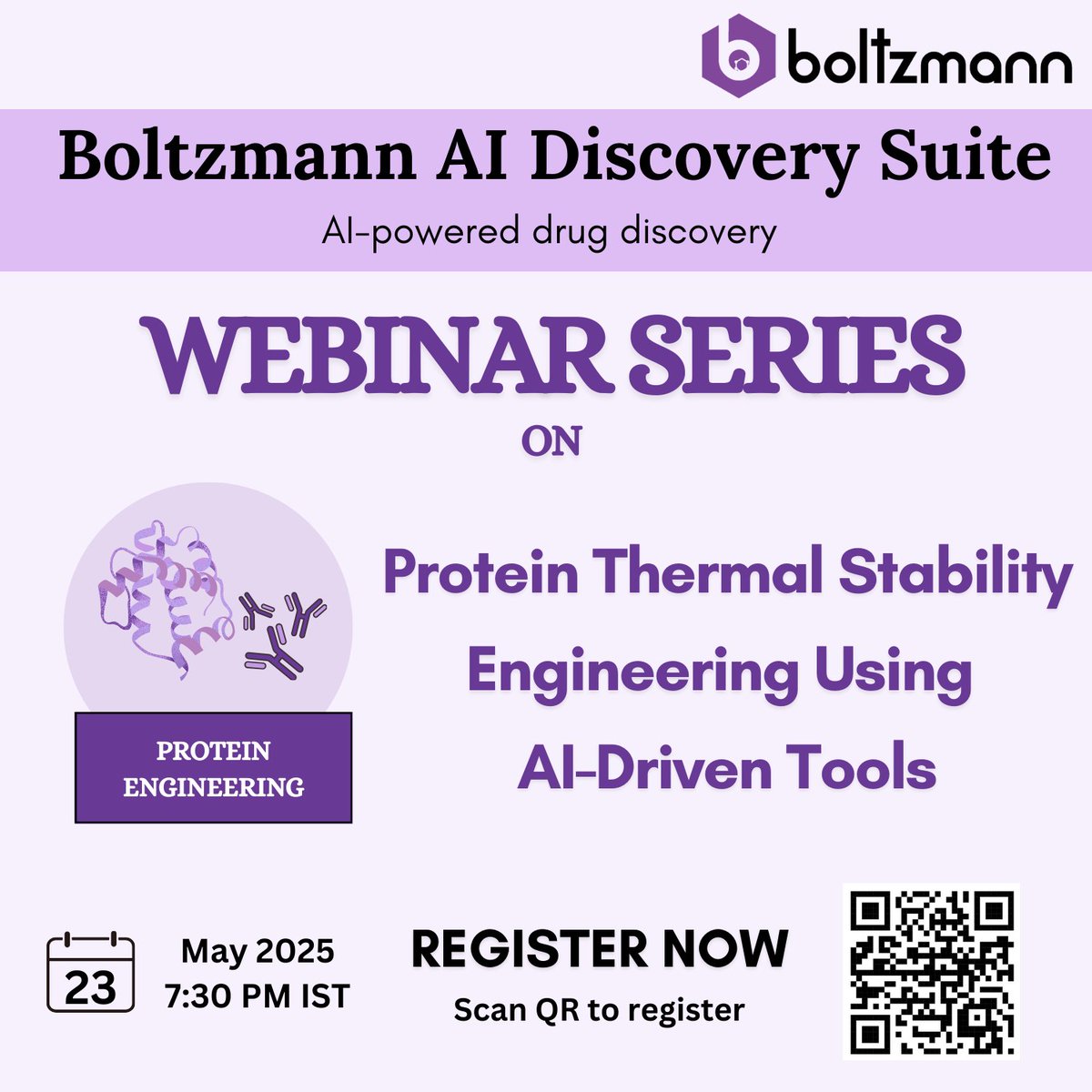 LabsBoltzmann's tweet image. Join us for an exclusive series on Protein Thermal Stability Engineering Using AI-Driven Tools – where cutting-edge computational methods meet real-world bio design.

Registration Link - lnkd.in/gfuVSS3v

#AIinBiotech #ProteinEngineering #ThermalStability #WebinarSeries