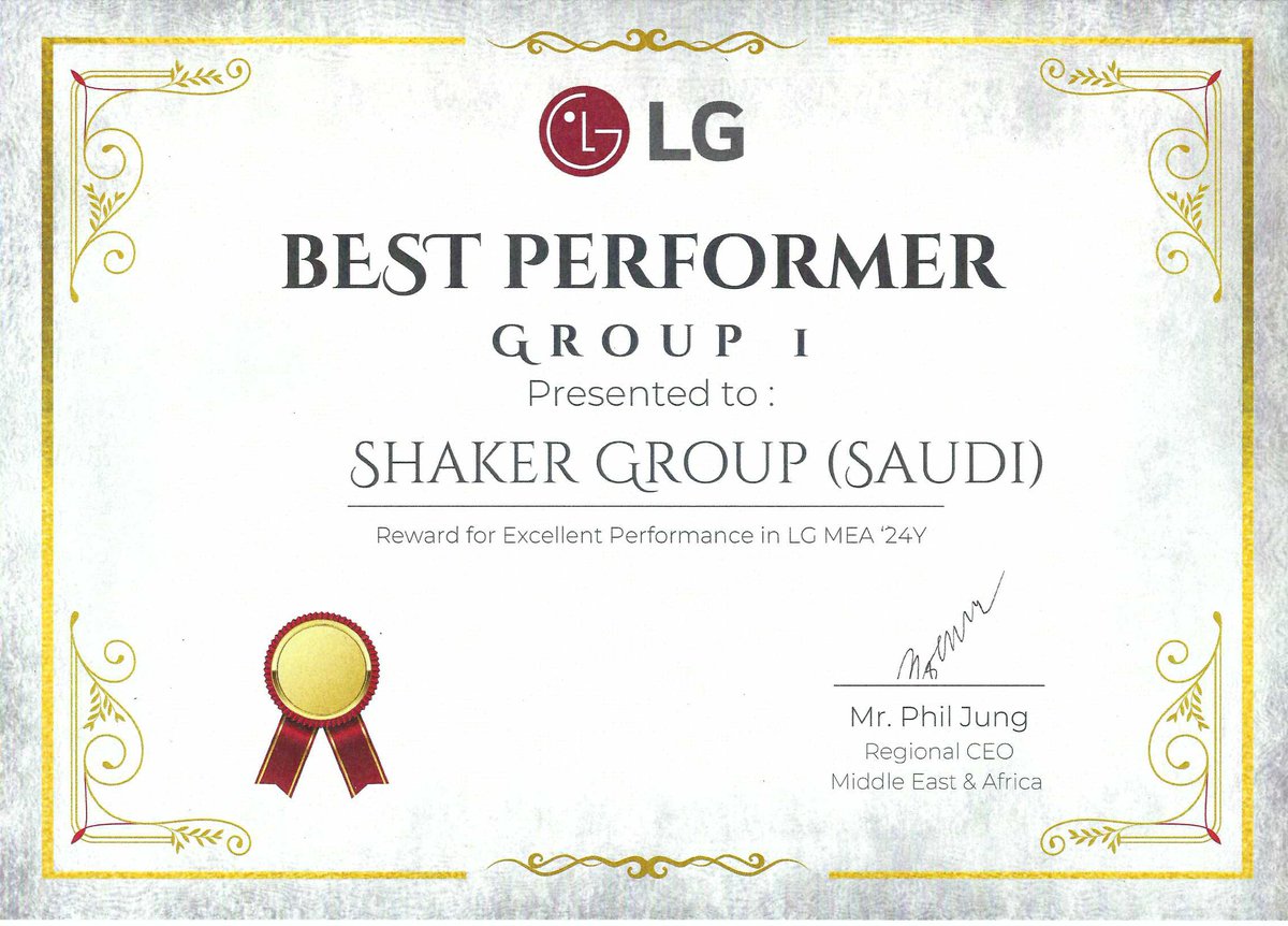 miabunayyan's tweet photo. @shaker_group has been named the “Best Service Provider in the Middle East” by @LGE_Global. This recognition follows our After Sales transformation in 2023 and the rollout of 24/7 customer service across 10 cities in #SaudiArabia.

#ShakerGroup https://t.co/JJvK0gQPgT