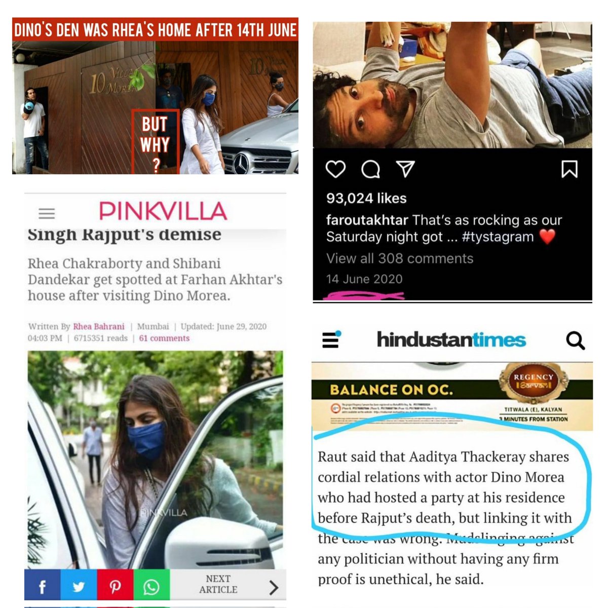 Yasmin2186's tweet photo. ▪️7 June – Ekta Kapoor b'day.
Disha Rap×d &amp; Killéd.
▪️8 June - Rhea left SSR/ HDDs erased.
▪️13 June –Dino hosted Party.
▪️13 June - SSR Killéd.
▪️29 June – Rhea &amp; Shibani spotted at Dino &amp; Akhtar's🏠 Why these people not probed? @CBIHeadquarters

Conspiracy Obvious In SSR Case https://t.co/yh3ZezMMVk