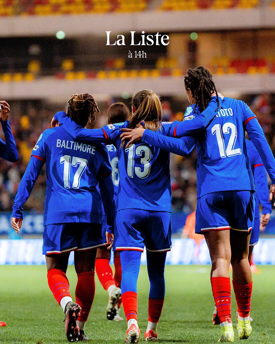 Rendez-vous 𝒂̀ 14𝒉 pour la liste des Bleues retenues pour les prochains matchs de 𝐿𝑖𝑔𝑢𝑒 𝑑𝑒𝑠 𝑁𝑎𝑡𝑖𝑜𝑛𝑠 👀 

À suivre en direct sur YouTube FFF 📺

#FiersdetreBleues