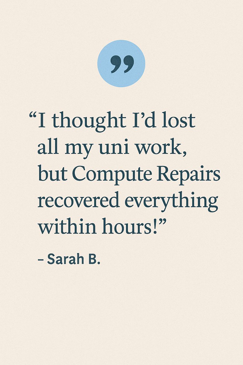 A228569's tweet photo. 💬 “I thought I’d lost all my uni work, but Compute Repairs recovered everything within hours!” – Sarah B.
We love saving the day 💻💙
#TestimonialTuesday #HappyCustomers #ComputeRepairs #DataRecovery #CustomerFeedback #TechHelp https://t.co/3xC2ENox9x