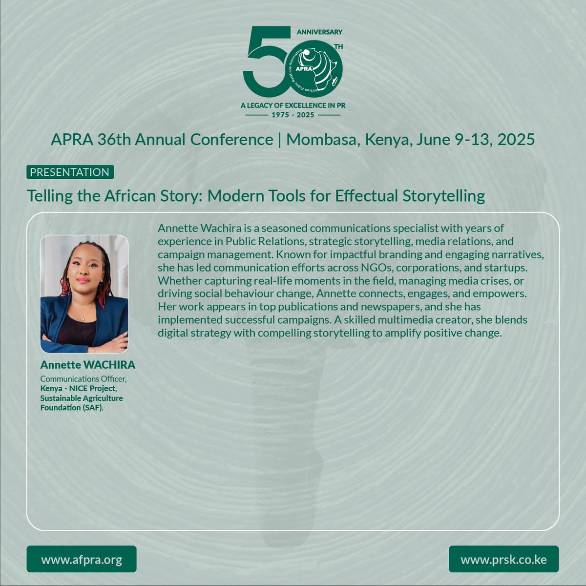 prskkenya's tweet photo. Modern tools, authentic voices, and global reach come together as we explore how African stories are being powerfully told today. Join Annette Wachira and @AwinogilbertG at the #APRA Conference for insights you don’t want to miss.

Register now: https://t.co/GgW87zSiwu

#APRA@50 https://t.co/h31hPBvLQL