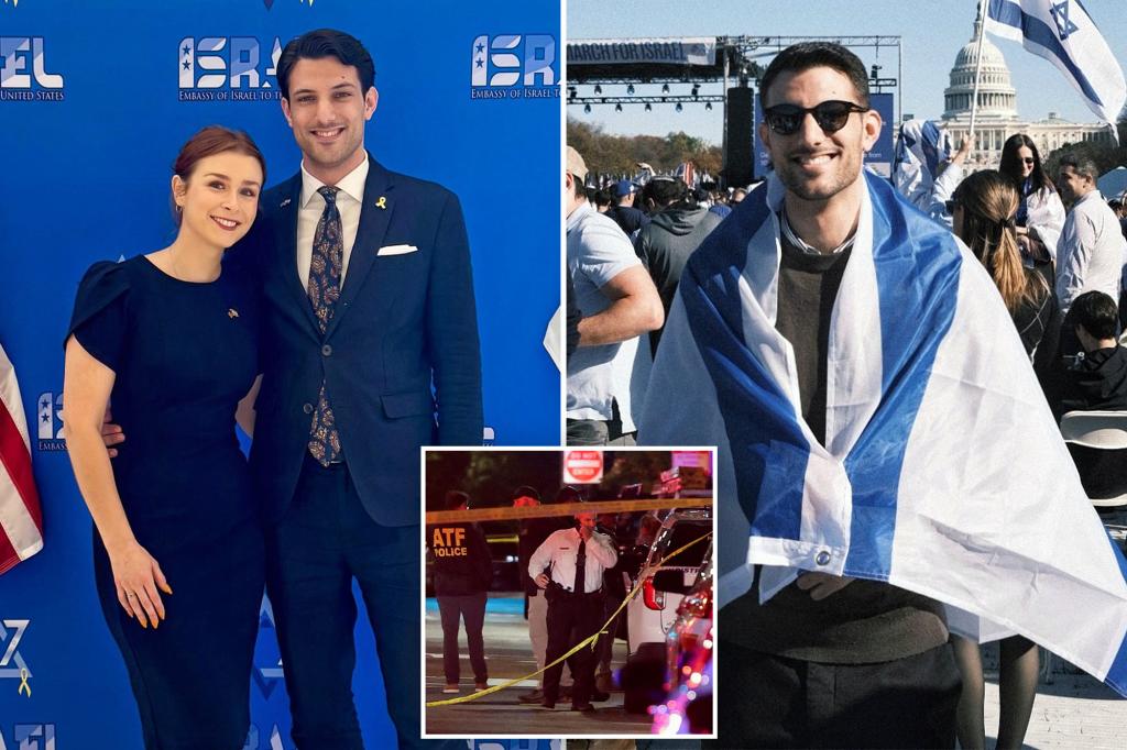 nypost's tweet image. Israeli Embassy staffers Yaron Lischinsky and Sarah Milgrim ID’d as couple fatally shot by gunman who yelled ‘Free free Palestine’ near DC’s Capital Jewish Museum trib.al/PPBFq8K