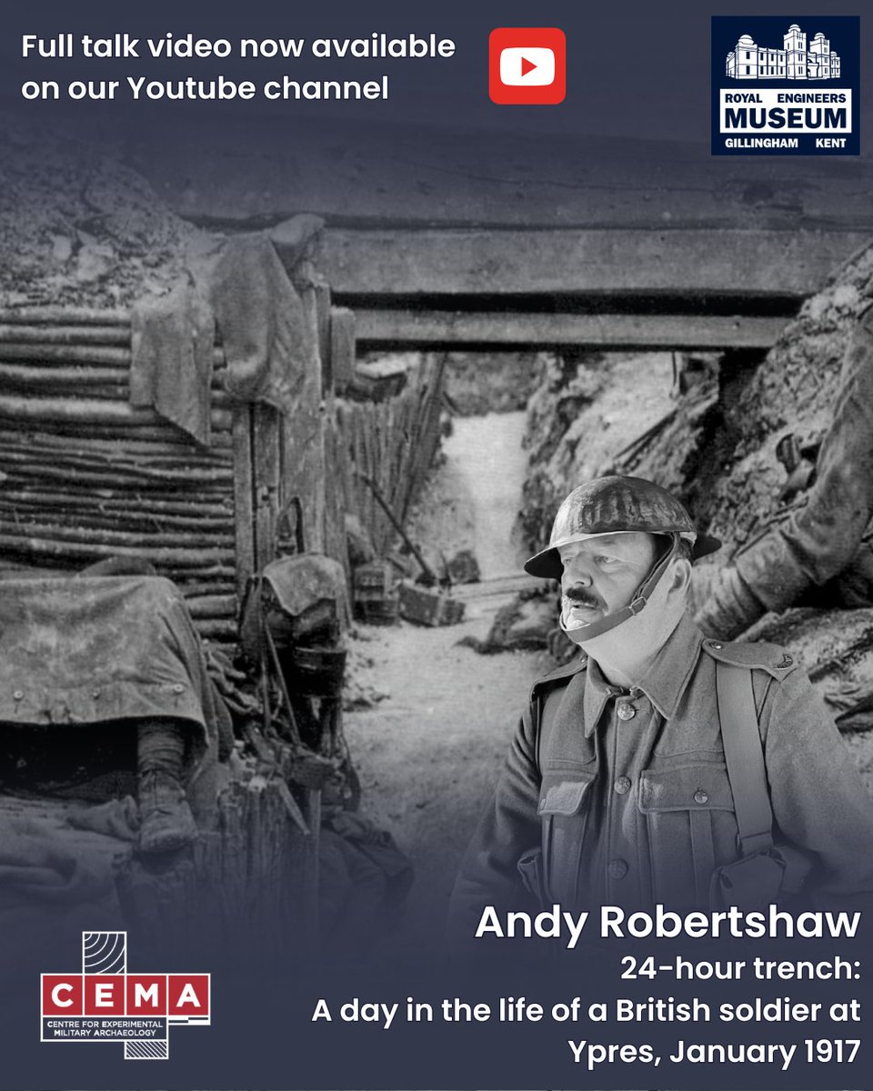 We have a full video of Andy Robertshaw's Build, Demolish, Defuse lecture: A day in the life of a British soldier at Ypres, January 1917.  youtu.be/SNmcvs73ApE

#MilitaryHistory #WWI #RoyalEngineersMuseum #TrenchLife #ypres #trench #CEMA #remuseum #royalengineers