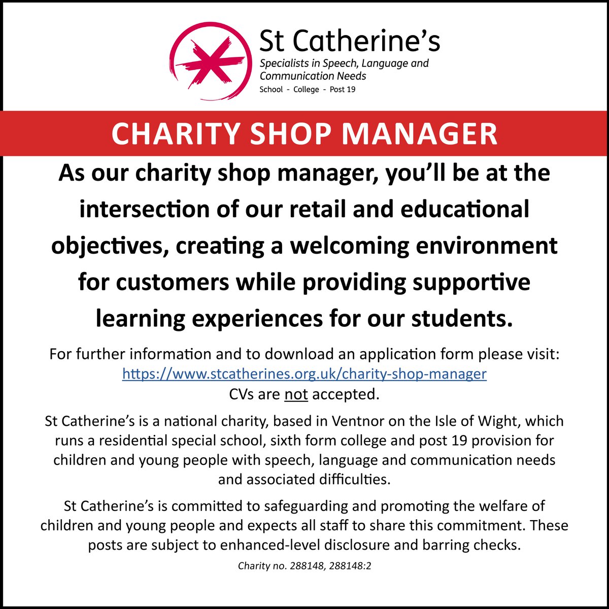 saintcatherines's tweet image. Charity Shop Manager - Part Time Vacancy. As our charity shop manager, you'll be at the intersection of our retail and educational objectives, creating a welcoming environment for customers. For more information please follow this link: stcatherines.org.uk/charity-shop-m…