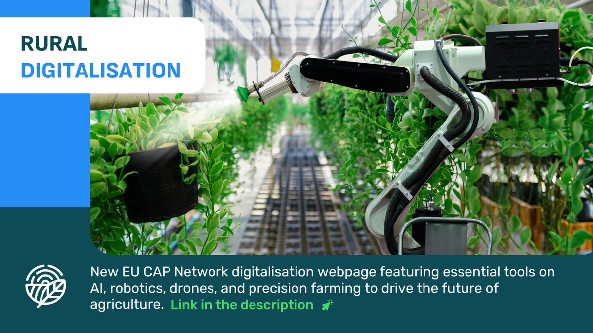 The <a href="/eucapnetwork/">EU CAP Network</a> has launched a new platform to encourage farmers to embrace digital tools such as #AI, robotics, drones and #PrecisionFarming, to boost productivity while reducing their environmental impact.

Explore the new resources and stay updated 🔎 eu-cap-network.ec.europa.eu/support/innova…