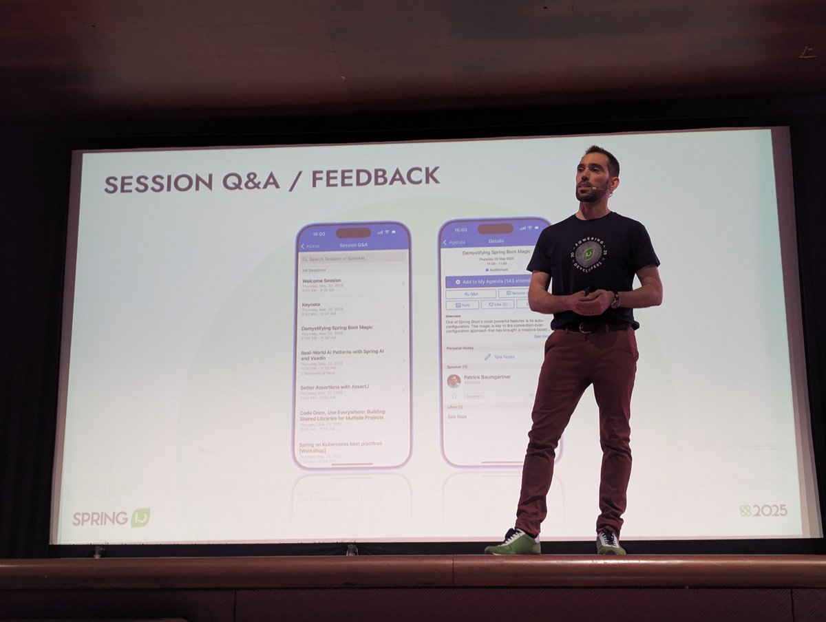 My session made it into the welcome note at #SpringIO25. Can you see me? That's so crazy 🧑‍💻🤯😱
