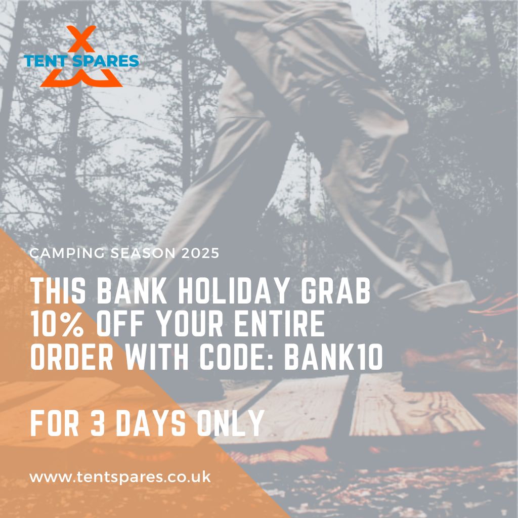 This bank holiday get 10% OFF your entire order 🤑

Whether you're camping soon 🏕️ or later on don't forget your spares 🛠️

Use code: BANK10 at checkout.

For 3 days ONLY! Starts 24th - 26th May.

🔗 tentspares.co.uk

#tentspares #camping #campinggear #vango #outwell #tent