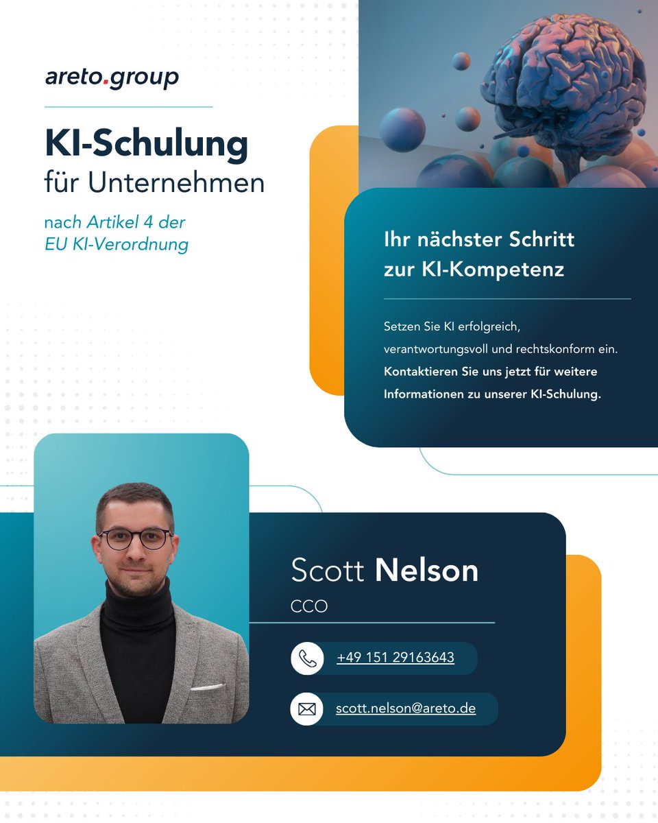 💡 Ab Feb 25 verpflichtet der EU AI Act Unternehmen zur KI-Schulung (Art. 4).
Wir machen Ihr Team fit für Compliance, Technik &amp; Verantwortung:
✅ KI verstehen &amp; nutzen
✅ Risiken erkennen
✅ Rechtssicher handeln
✋ für Infos &amp; Angebot einfach kommentieren!
#KISchulung #KIWorkshop
