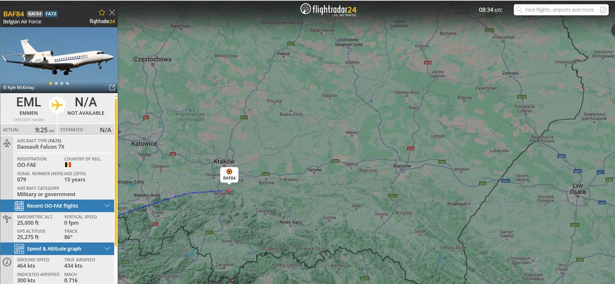 PolishMilRadar's tweet photo. ⌚️22.05.2025 10:35LT
🇧🇪Siły Powietrzne Belgii
✈️Dassault Falcon 7X "OO-FAE"
#BAF84 zniżanie
🛫Emmen #LSME
🛬Rzeszów #EPRZ
🔗https://t.co/IjtVDD8QrS
#POLMILRADAR https://t.co/FhteJrEWJH