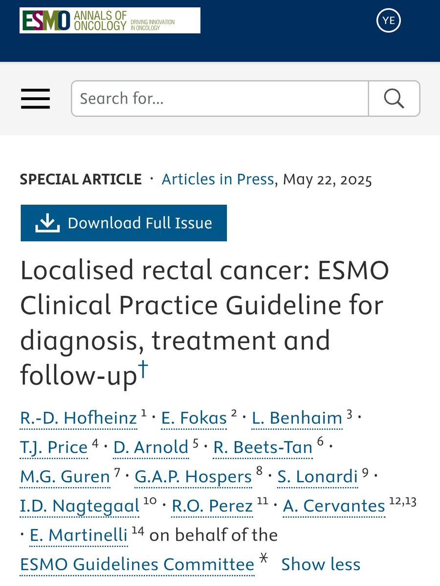 dr_yakupergun's tweet photo. Localised rectal cancer: ESMO Clinical Practice Guideline for diagnosis, treatment and follow-up† 

🔹️ICI for dMMR/MSI-H

🔹️Watch-and-wait approach

🔹️TNT/neoadj ChT

🔹️RT dose 

🔹️Restaging timing

🔹️Local excision https://t.co/ukdVOGBNJt https://t.co/xhCBeixdal