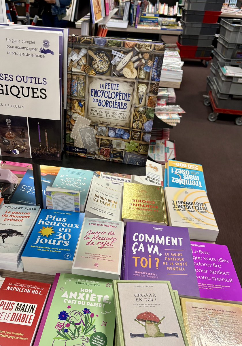 Dr. Mick 🕊️ (@mickael_sp) on Twitter photo Le changement d’image de la santé mentale et de la psychiatrie passe aussi par les rayons des librairies.
Cette semaine, chez Gibert dans le 13e, je suis tombé sur le super livre de <a href="/Hugo_Baup/">Hugo 🧠 Baup</a> sur le même stand qu’un manuel de sorcellerie et un guide pour sa pratique de la magie. Le changement d’image de la santé mentale et de la psychiatrie passe aussi par les rayons des librairies.
Cette semaine, chez Gibert dans le 13e, je suis tombé sur le super livre de <a href="/Hugo_Baup/">Hugo 🧠 Baup</a> sur le même stand qu’un manuel de sorcellerie et un guide pour sa pratique de la magie.