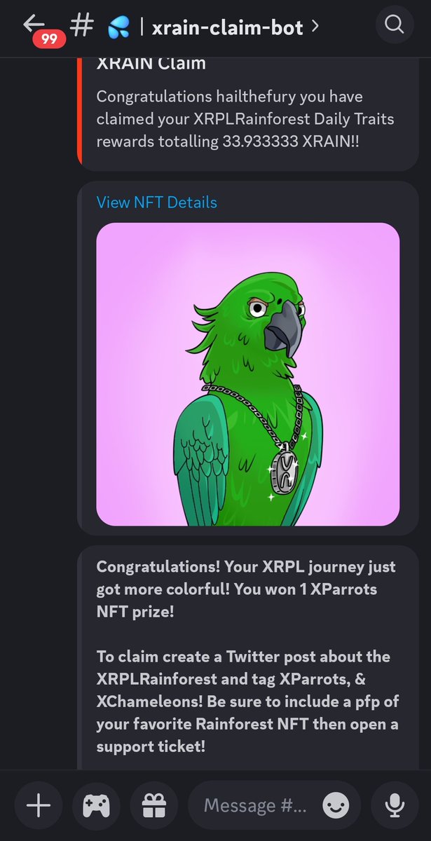 Amethyst Wilton (@hailthefury) on Twitter photo Won an XParrot nft for claiming my $XRAIN today!! 🦜
How cool is that getting rewarded for claiming rewards 👀💥
Thank you <a href="/XRPLRainforest/">XRAIN / XRPL RAINFOREST</a> 🙏
This ecosystem includes <a href="/XparrotsNFT/">XParrots / XRPL 🦜</a> <a href="/XChameleonsNFT/">XCHAMELEONS / XRPL</a> #XRPLMoonbirds
What's your fave collection out of them? Won an XParrot nft for claiming my $XRAIN today!! 🦜
How cool is that getting rewarded for claiming rewards 👀💥
Thank you <a href="/XRPLRainforest/">XRAIN / XRPL RAINFOREST</a> 🙏
This ecosystem includes <a href="/XparrotsNFT/">XParrots / XRPL 🦜</a> <a href="/XChameleonsNFT/">XCHAMELEONS / XRPL</a> #XRPLMoonbirds
What's your fave collection out of them?