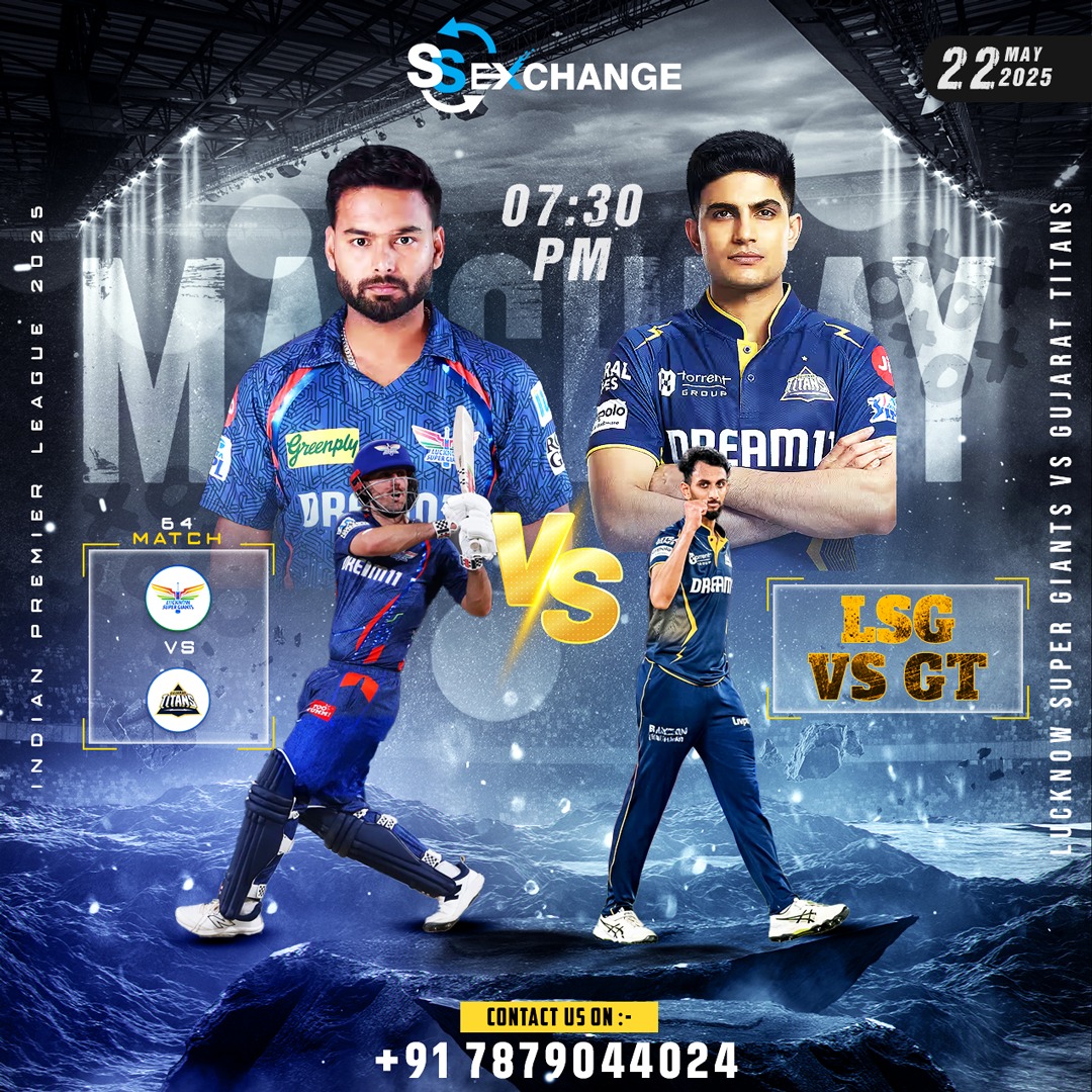 SSexchofficial's tweet photo. Gujarat Titans 🆚 Lucknow Super Giants, 64th Match❗

🪢 https://t.co/agToKhVIQo 📲 Get Free 🆔 and start earning #today !

#ssexchange #GTvsLSG #IPL2025 #Match64 #T20Cricket #CricketFever #IPLShowdown #GameDayVibes #CricketBattle https://t.co/W8Z82LtKf2
