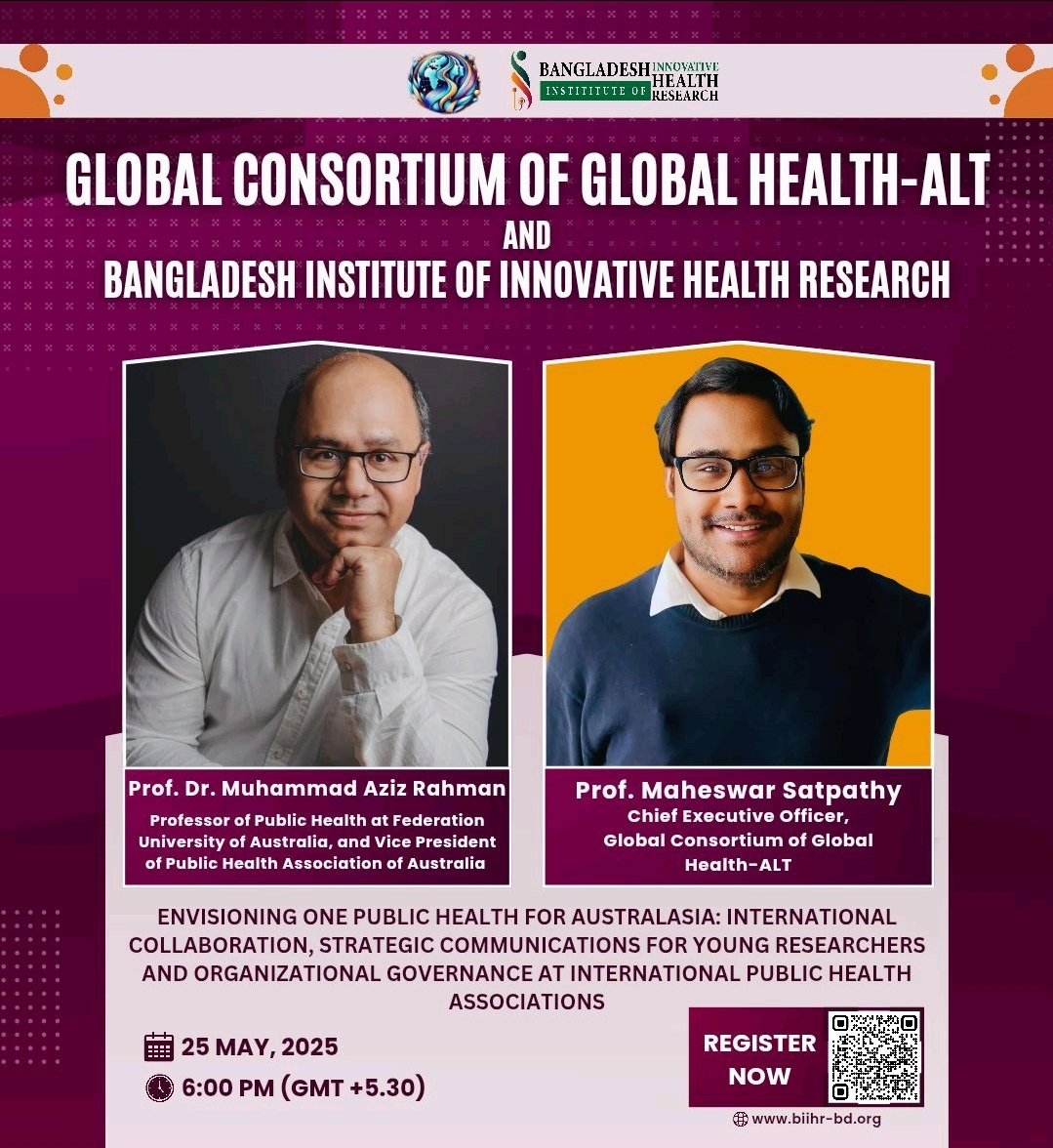 Professor Dr. Muhammad Aziz Rahman (@drazizrahman) on Twitter photo I am looking forward to attending this webinar and interact with the participants. I am glad to represent <a href="/FedUniAustralia/">Federation University</a> and <a href="/_PHAA_/">PHAA is on Bluesky</a>. Excellent initiative to #engage #earlycareer professionals from #global settings.
Link to register: docs.google.com/forms/d/e/1FAI… I am looking forward to attending this webinar and interact with the participants. I am glad to represent <a href="/FedUniAustralia/">Federation University</a> and <a href="/_PHAA_/">PHAA is on Bluesky</a>. Excellent initiative to #engage #earlycareer professionals from #global settings.
Link to register: docs.google.com/forms/d/e/1FAI…