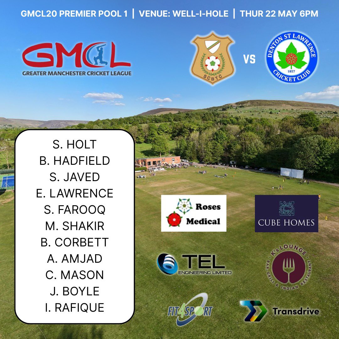 Saddleworth Cricket Club (@saddleworthcc) on Twitter photo T20 cricket action returns to Well-i-Hole tonight as our K’s Lounge sponsored 1st XI takes on Denton St Lawrence. 6pm start for the <a href="/GtrMcrCricket/">The Greater Manchester Cricket League</a> Premier Pool 1 match. T20 cricket action returns to Well-i-Hole tonight as our K’s Lounge sponsored 1st XI takes on Denton St Lawrence. 6pm start for the <a href="/GtrMcrCricket/">The Greater Manchester Cricket League</a> Premier Pool 1 match.