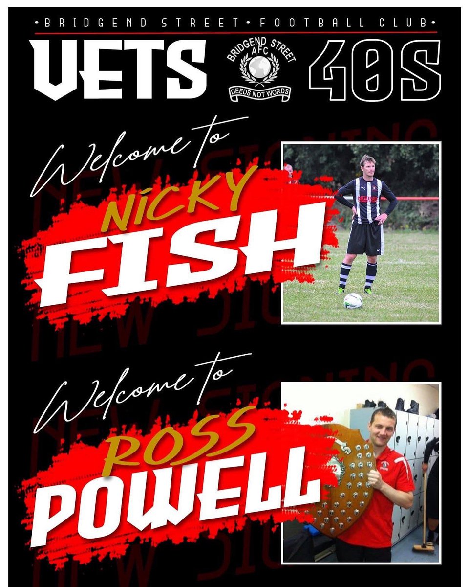Street Vets Over 4️⃣0️⃣
Signing News✍️👴🇦🇹

The club are delighted to name the first players to commit to our new team entering the Wales Vets FA League for the 2️⃣5️⃣/2️⃣6️⃣ season👌

It's fantastic to see familiar faces returning to the Red &amp; White stripes 👀