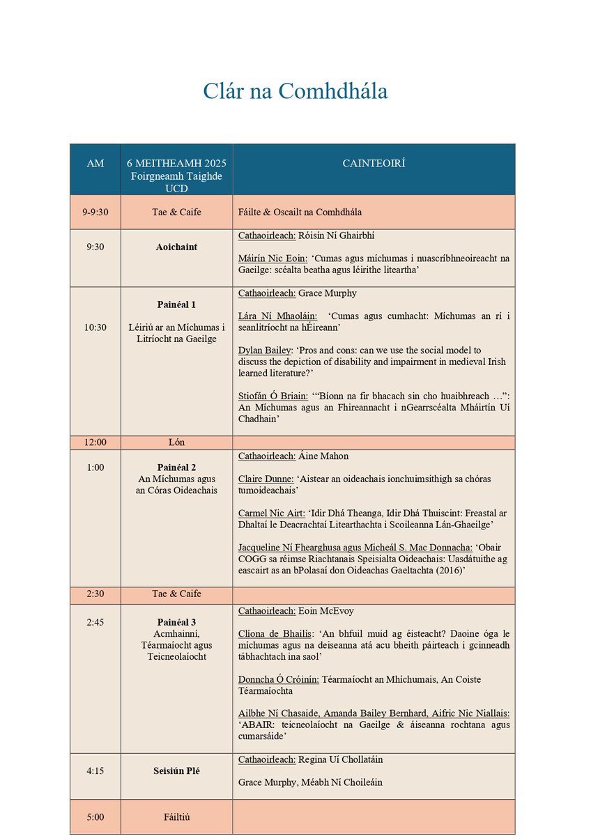 LINC_programme's tweet image. 📣 The LINC Programme is pleased to share details of the upcoming Comhdháil ar an Óige agus an Míchumas, taking place in University College Dublin (UCD) on Thursday, 6 June 2025.
This one-day conference will explore themes of inclusion and the Irish-speaking community, featuring…