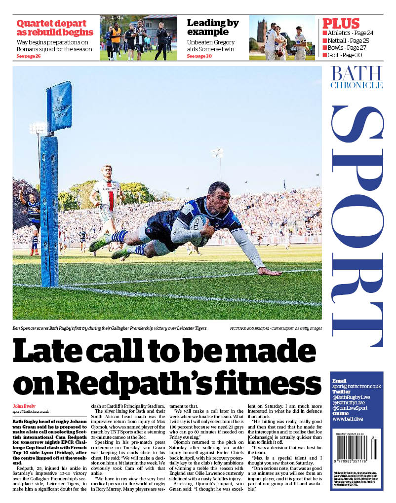Paul Jenkins (@paulsconvey) on Twitter photo #Sport in this week's Bath Chronicle: <a href="/GNev2/">Gary Neville</a> pays visit to <a href="/TunleyAFC/">Tunley Athletic Football Club</a> with <a href="/Specsavers/">Specsavers</a>, <a href="/BradfordTownFC/">Bradford Town F.C. (P)</a> remain in <a href="/_WesternLeague_/">Western League</a>, <a href="/KeynshamTownFC/">Keynsham Town FC</a> given a reprieve, <a href="/FrysFC/">Fry Club FC</a> Res just miss out on <a href="/somersetcfl/">Somerset County FL</a> Cup; <a href="/TeamBathNetball/">Team Bath Netball</a> topple leaders; Latest from <a href="/BathRacecourse/">Bath Racecourse</a> 2/3 #Sport in this week's Bath Chronicle: <a href="/GNev2/">Gary Neville</a> pays visit to <a href="/TunleyAFC/">Tunley Athletic Football Club</a> with <a href="/Specsavers/">Specsavers</a>, <a href="/BradfordTownFC/">Bradford Town F.C. (P)</a> remain in <a href="/_WesternLeague_/">Western League</a>, <a href="/KeynshamTownFC/">Keynsham Town FC</a> given a reprieve, <a href="/FrysFC/">Fry Club FC</a> Res just miss out on <a href="/somersetcfl/">Somerset County FL</a> Cup; <a href="/TeamBathNetball/">Team Bath Netball</a> topple leaders; Latest from <a href="/BathRacecourse/">Bath Racecourse</a> 2/3
