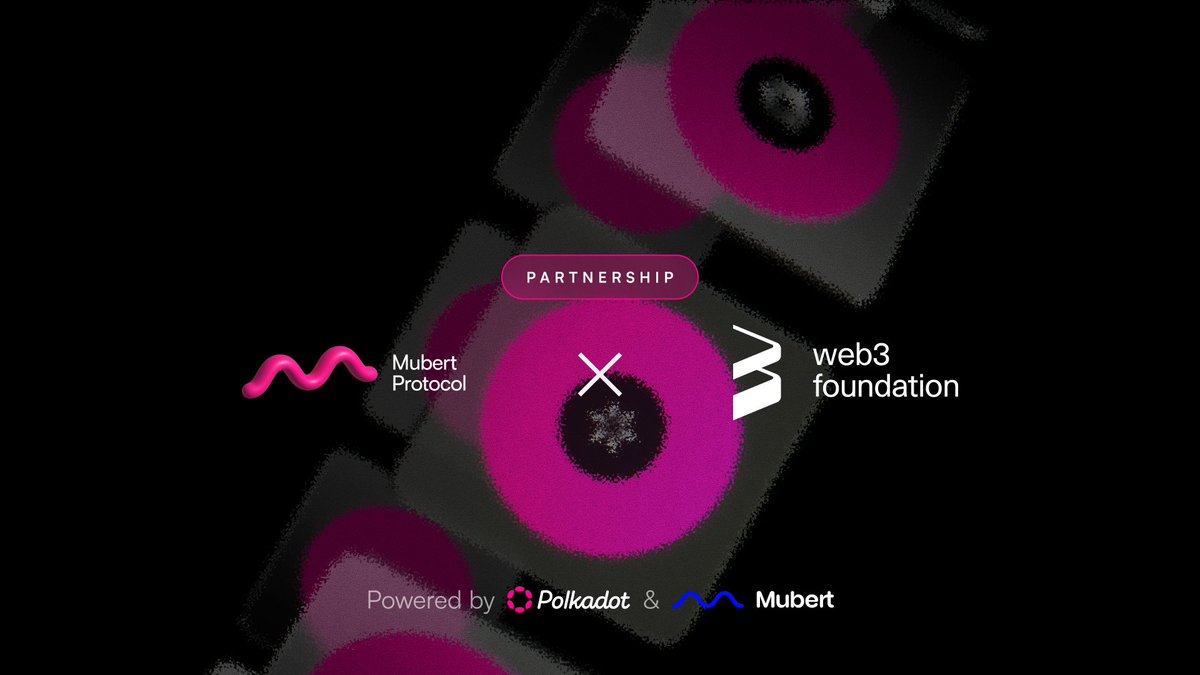 We're excite to announce Mubert Protocol! 💥

The next billion users won’t come from crypto. 
They’ll come from content and data.

We’re building the infrastructure to support them — from AI music to IP licensing, to consumer data and ownership.

Mubert Protocol → a <a href="/Polkadot/">Polkadot</a>
