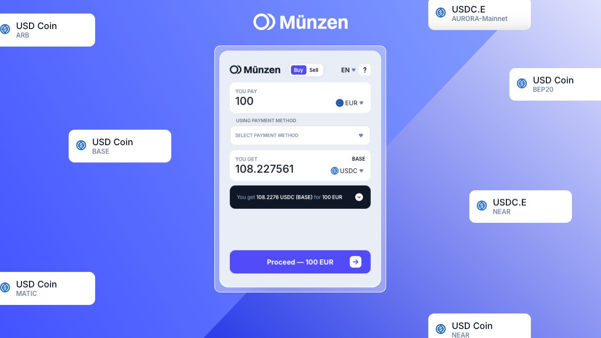 USDC networks update!✅

USDC is now available on many networks in the Münzen widget - choose the one that works best for you.🤝

Maximum options for your comfort!🌐

👉The update is live: munzen.io

#Münzen #Crypto #Widget #USDC